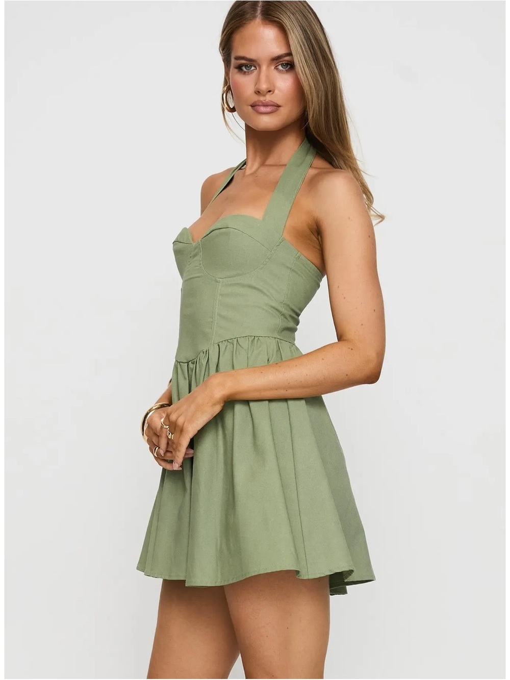 Princess Polly Olive Green Halter Mini Dress